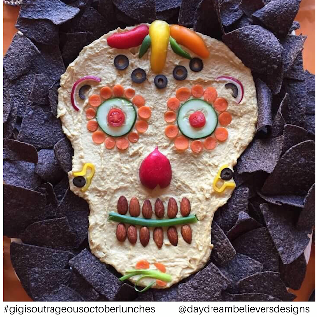 Healthy Halloween Treat Idea! Hummus and Veggie Skull
