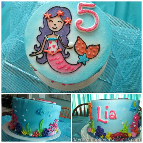 Little Girls Mermaid Birthday Cake Under The Sea
