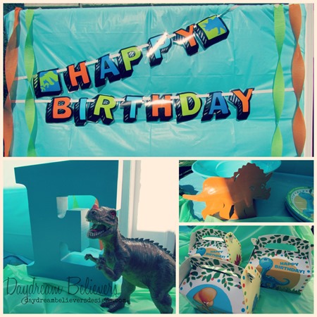 Modern Dinosaur first birthday party decorations