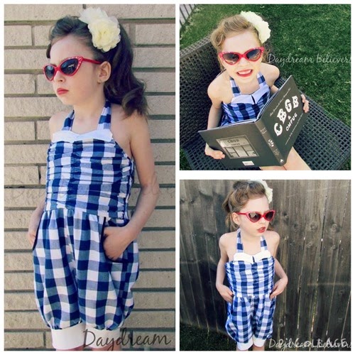 50s 60s vintage rockabilly style romper for girls. Handcrafted childrens clothing. Made in Detroit. Daydream Believers Designs