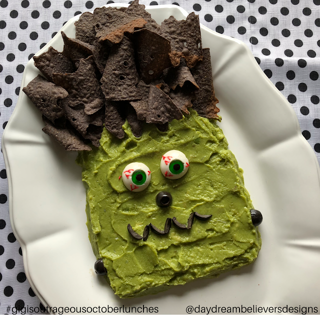 Such a fun Halloween Dinner Party This Guacamole Frankenstein is amazing