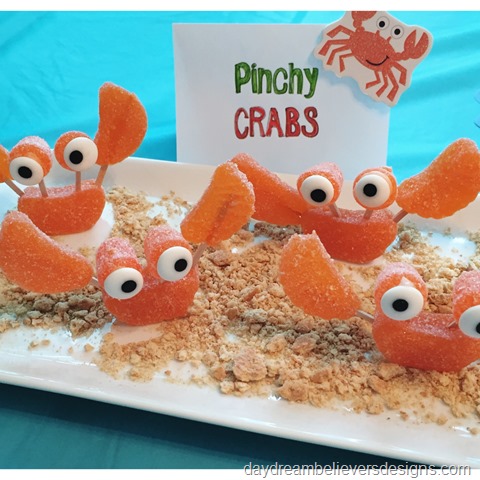 DIY crab candies - SO fun for an under the sea - mermaid birthday party. ON Daydream Believers