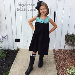Mod Halloween Dress Black Teal Cats by Daydream Believers Designs