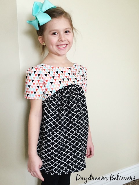Modern Geometric black white coral mint gold top for girls by Daydream Believers Designs 2