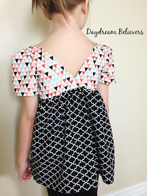 Modern Geometric black white coral mint gold top for girls by Daydream Believers Designs 3