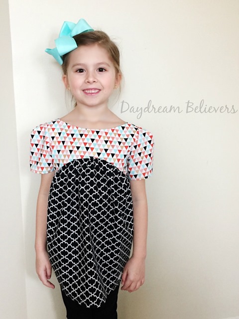 Modern Geometric black white coral mint gold top for girls by Daydream Believers Designs 5