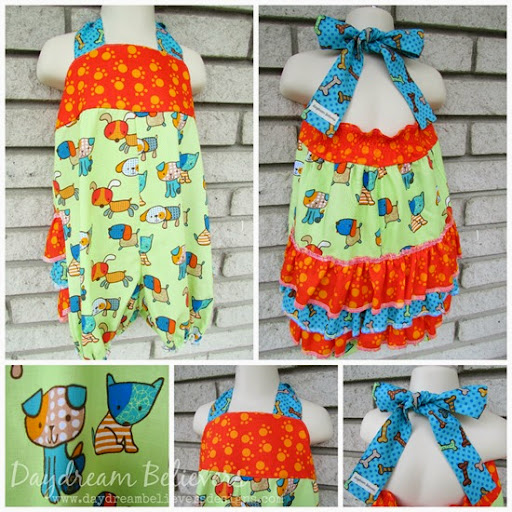 Puppy Dog Birthday Outfit Bubble Shorts Romper with Ruffles by Daydream Believers Designs collage